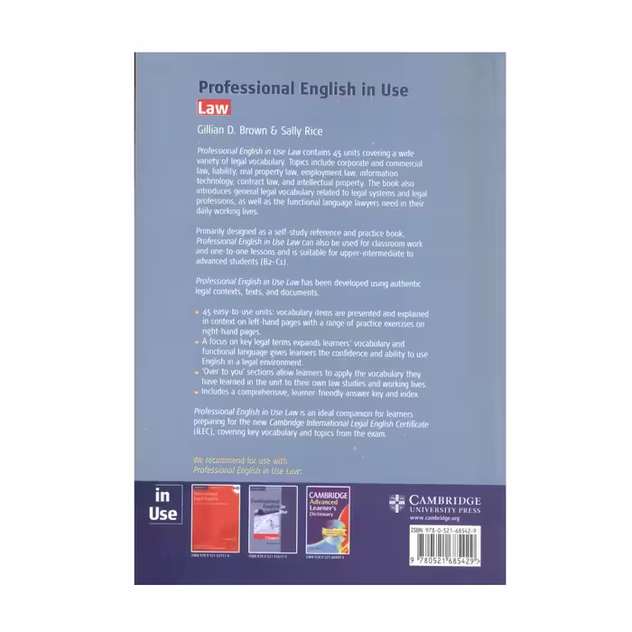 کتاب Professional English in Use Law اثر Gillian D. Brown انتشارات Cambridge