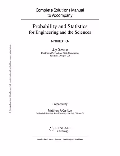 خرید و دانلود نسخه کامل کتاب Complete Solutions Manual to Accompany Probability and Statistics for Engineering and the Sciences by Jay Devore