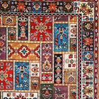 گلیم ماشینی 6 متری طرح قاب با سایز بندی و رنگبندی متنوع