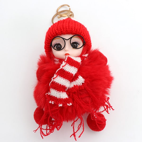 سرکلیدی خزی کودک عینکی زمستانه قرمز 30172