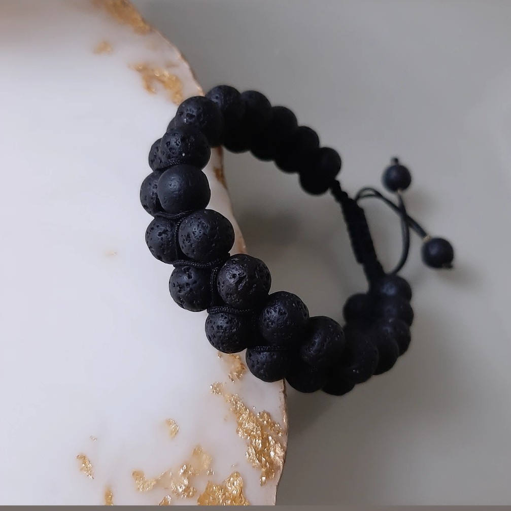 دستبند دو ردیفه سنگ لاوا