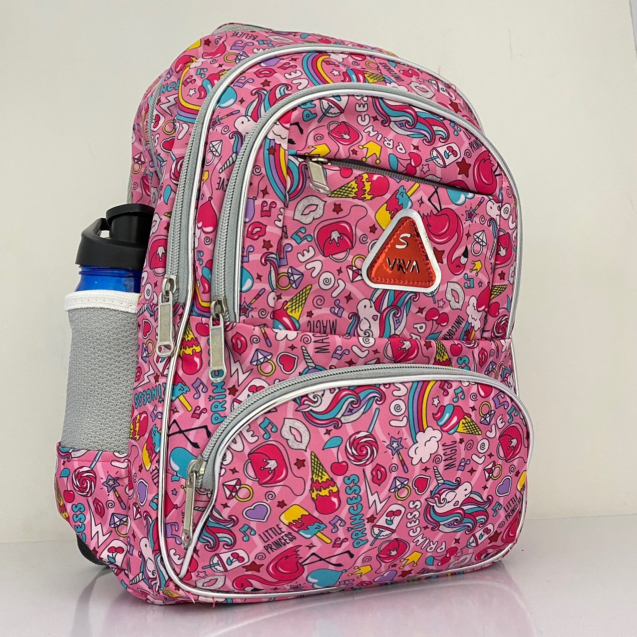 کیف دخترانه 5 زیپ طرح یونیکورن فلامینگو،مناسب دبستان (پس کرایه)