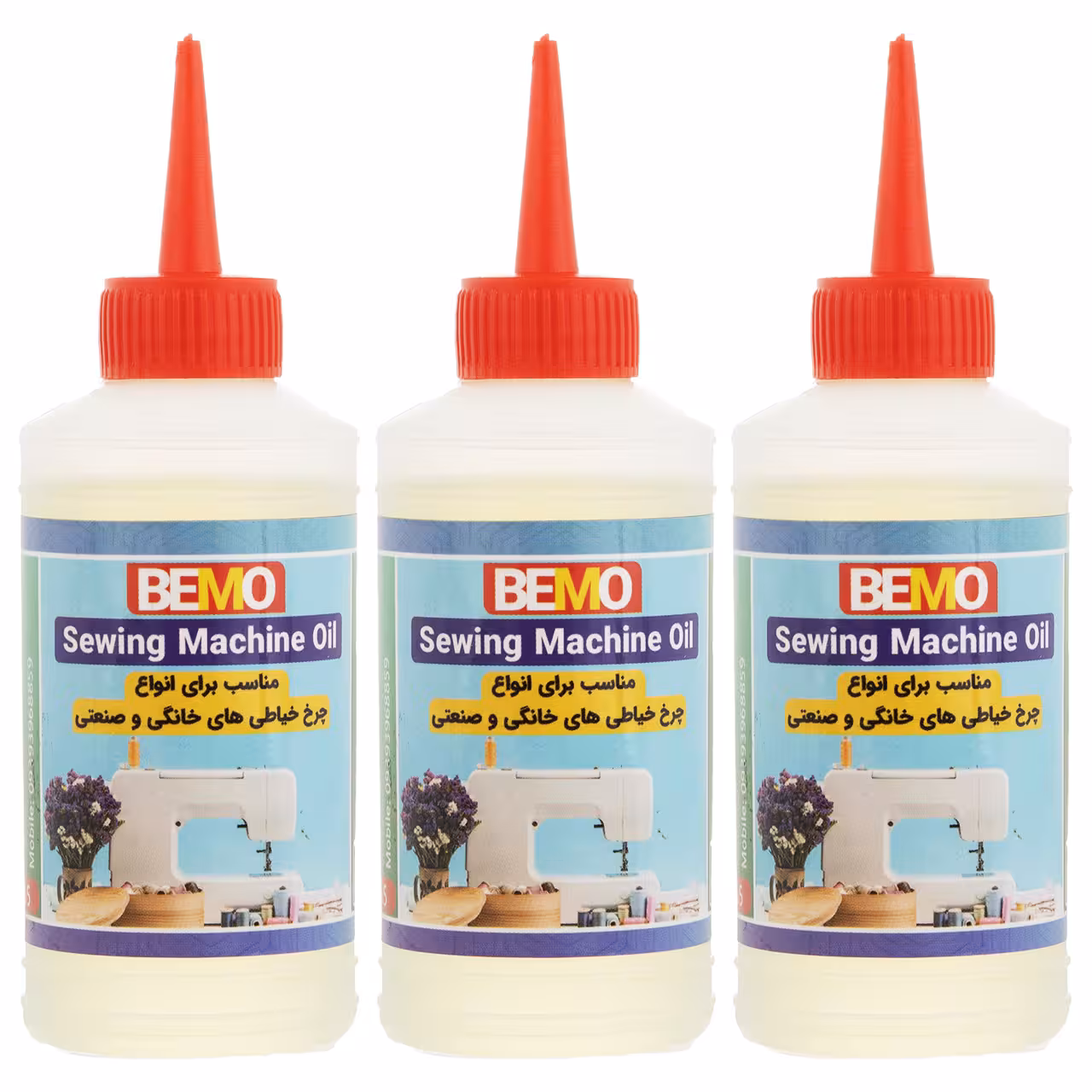 روغن چرخ خیاطی بمو مدل 3200 حجم 80 میلی لیتر بسته 3 عددی