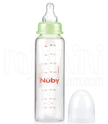 شیشه شیر ضد نفخ 240 میل نابی Nuby