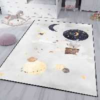 فرش طرح فانتزی ماه و ستاره و حیوانات با زمینه روشن WA-2188-s