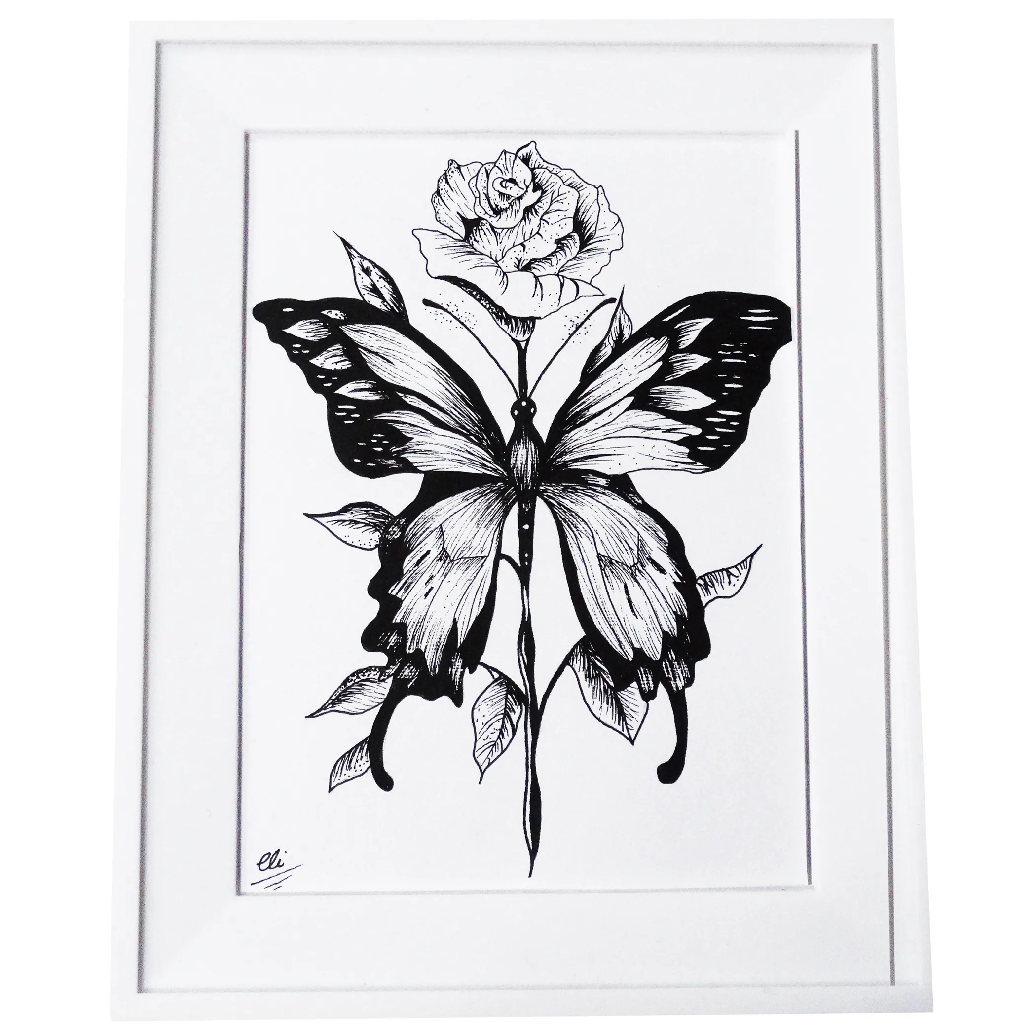 تابلو نقاشی طرح پروانه و گل کد Eli401