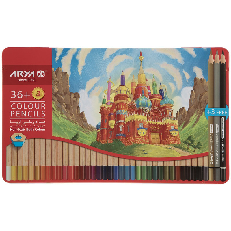 مداد رنگی 36 3 رنگ آریا مدل 3023
