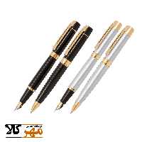 قلم ست خودکار و خودنویس رنگ مشکی لاکی و استیل گیره زرد SHEAFFER مدل 300