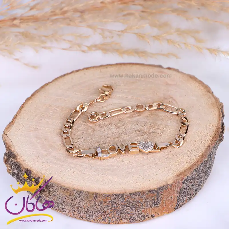 دستبند استیل زنانه زنجیر فیگارو و لاو | xp 5101