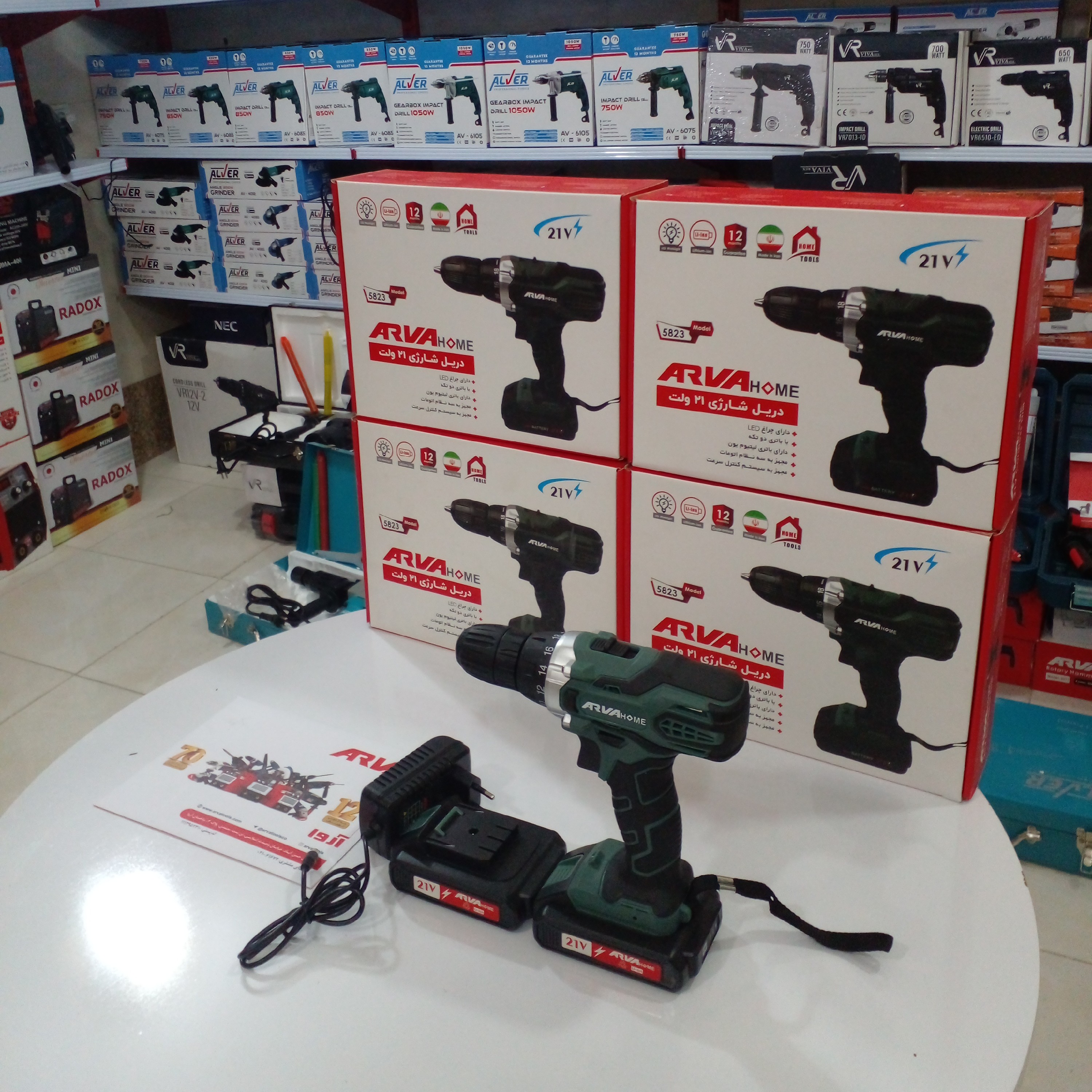 دریل شارژی21ولت اروا باگارانتی 1ساله چکشی