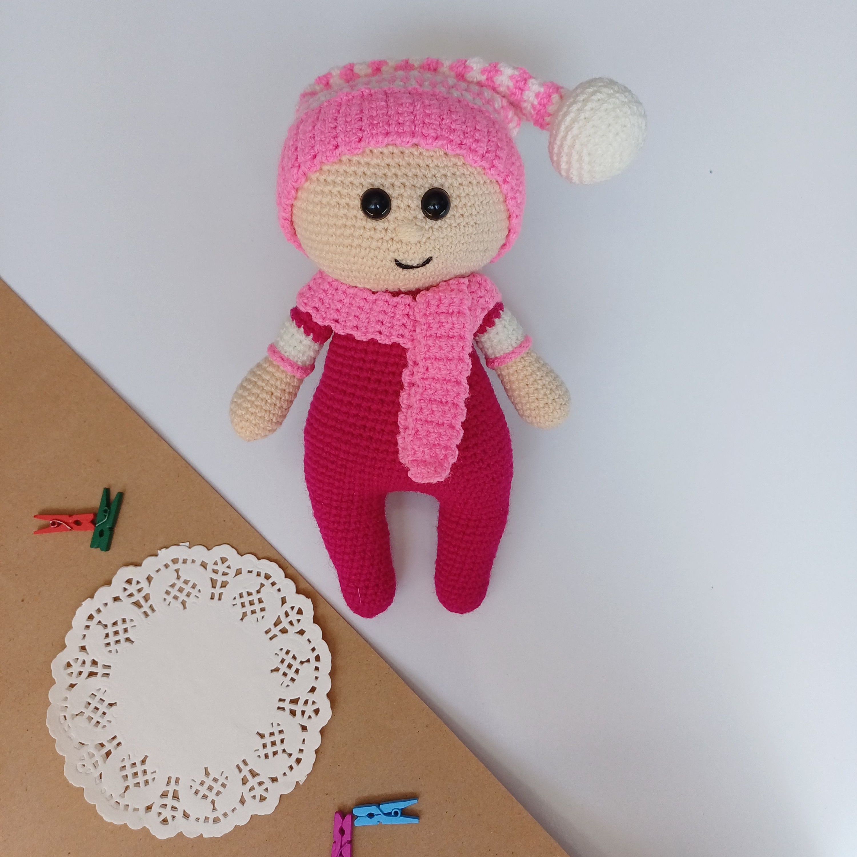 عروسک نی نی قد22سانت بافته شده با کاموای ایرانی 