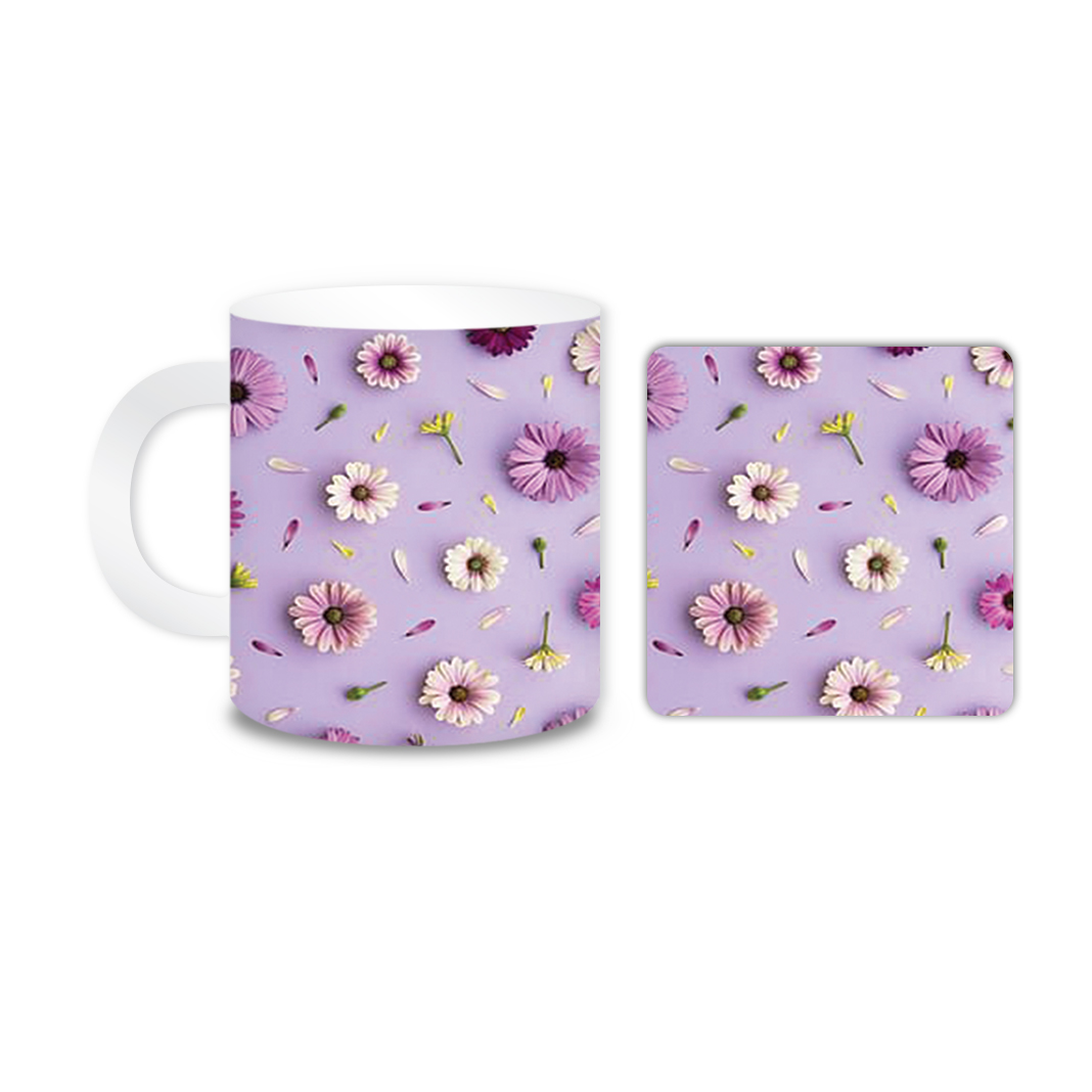 ماگ مدل گل کد 1292 به همراه زیر لیوانی