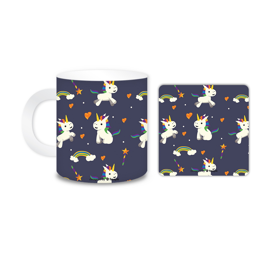 ماگ مدل یونیکورن کد 374 به همراه زیر لیوانی