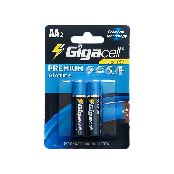 باتری قلمی آلکالاین پریمیوم گیگاسل مدل LR6 بسته دو عددی