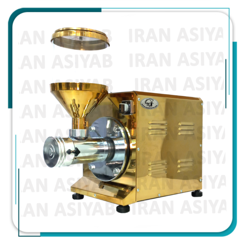 دستگاه کره گیر بادام زمینی استیل طلایی 3 اسب – قیف گرد