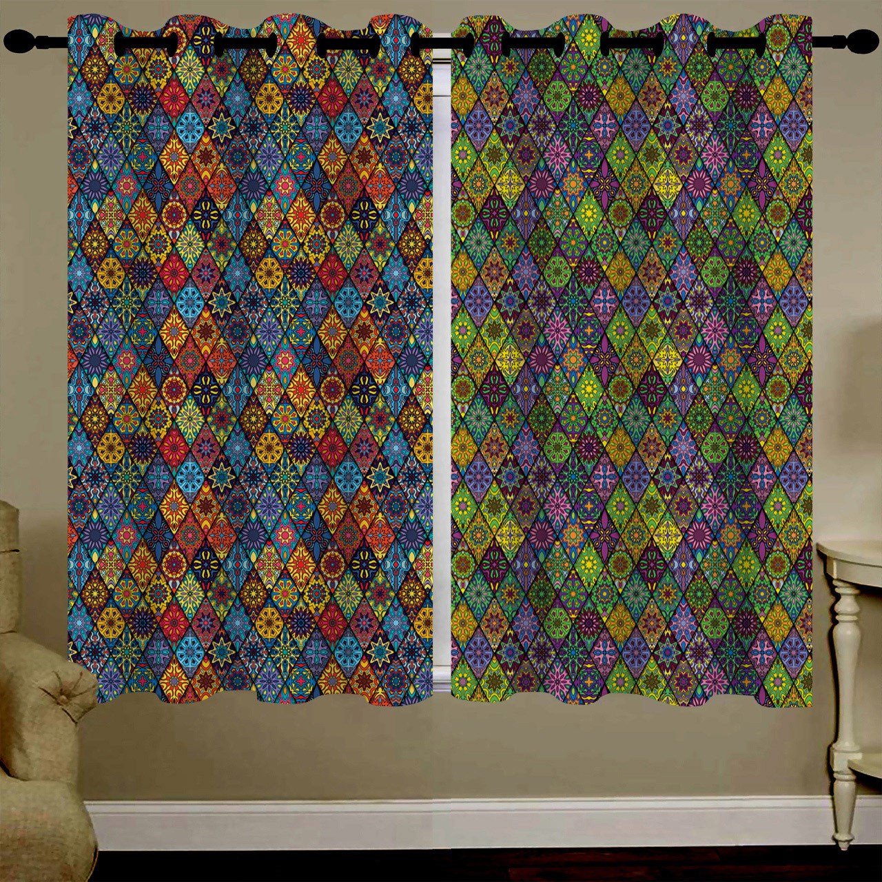 پرده مخمل رنس مدل C34-50079 ارتفاع 190 سانتی متر