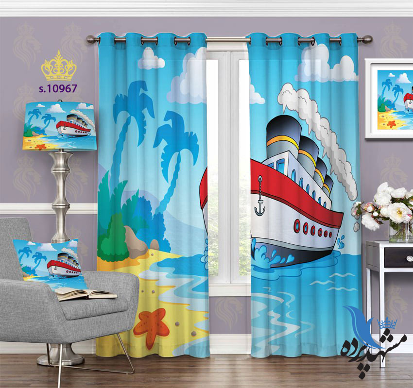 پرده پانچ کودکانه نقاشی کشتی S10967