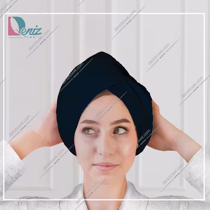 حوله سر طرح ساده مدل کلاه پیچ رنگ سرمه ای