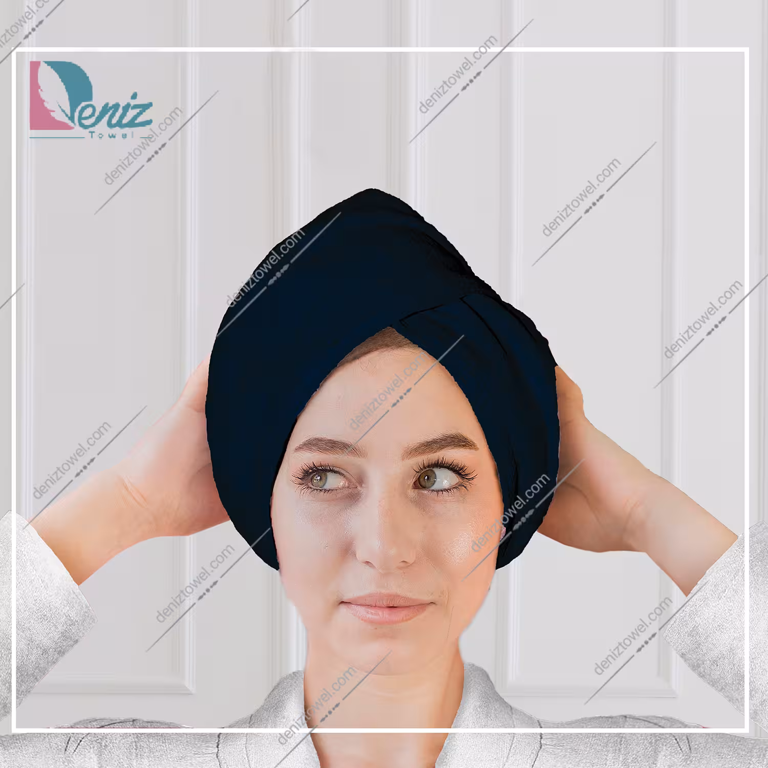حوله سر طرح ساده مدل کلاه پیچ رنگ سرمه ای
