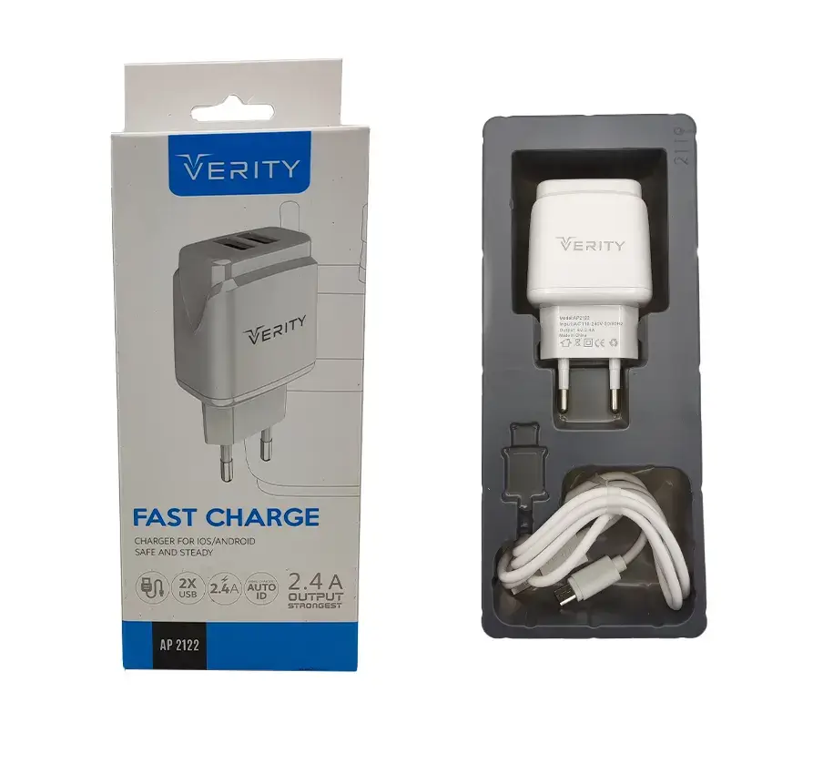 شارژر کامل وریتی مدل AP-2122 به همراه کابل MicroUSB