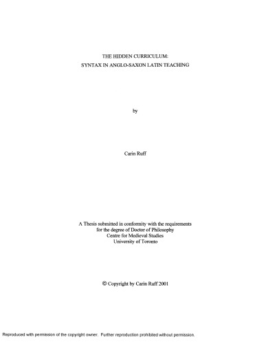 خرید و دانلود نسخه کامل کتاب The hidden curriculum : syntax in Anglo-Saxon Latin teaching [thesis]