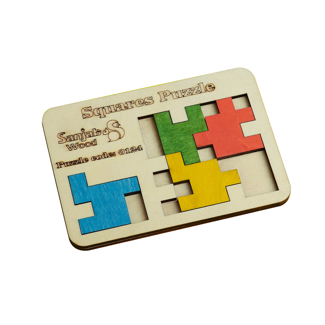بازی فکری سنجاب وود مدل پازل مربع ها کد 0124