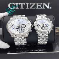 خرید ست ساعت زنانه و مردانه سیتیزن سه موتور فعال فلزی کیفیت بینظیر موتور ژاپن FS جنس استیل رنگ ثابت کد 2115499 - ردگل