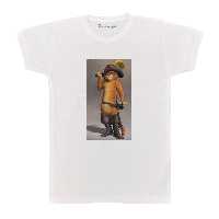 تی شرت آستین کوتاه بچگانه پرمانه طرح گربه چکمه پوش کد pmt.7607