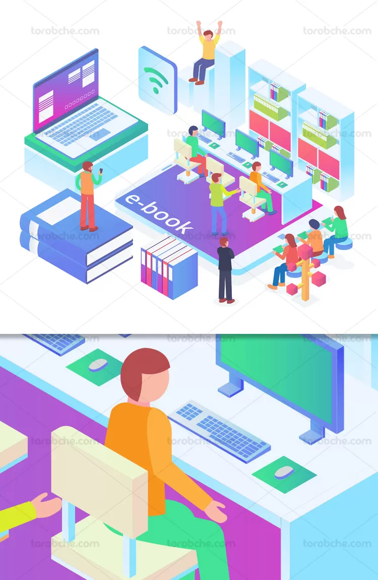 وکتور مفهومی آموزش الکترونیکی | گرافیک با طعم تربچه