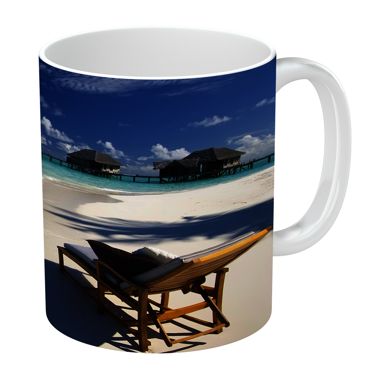 ماگ طرح صندلی راحتی و ساحل دریا مدل NI317