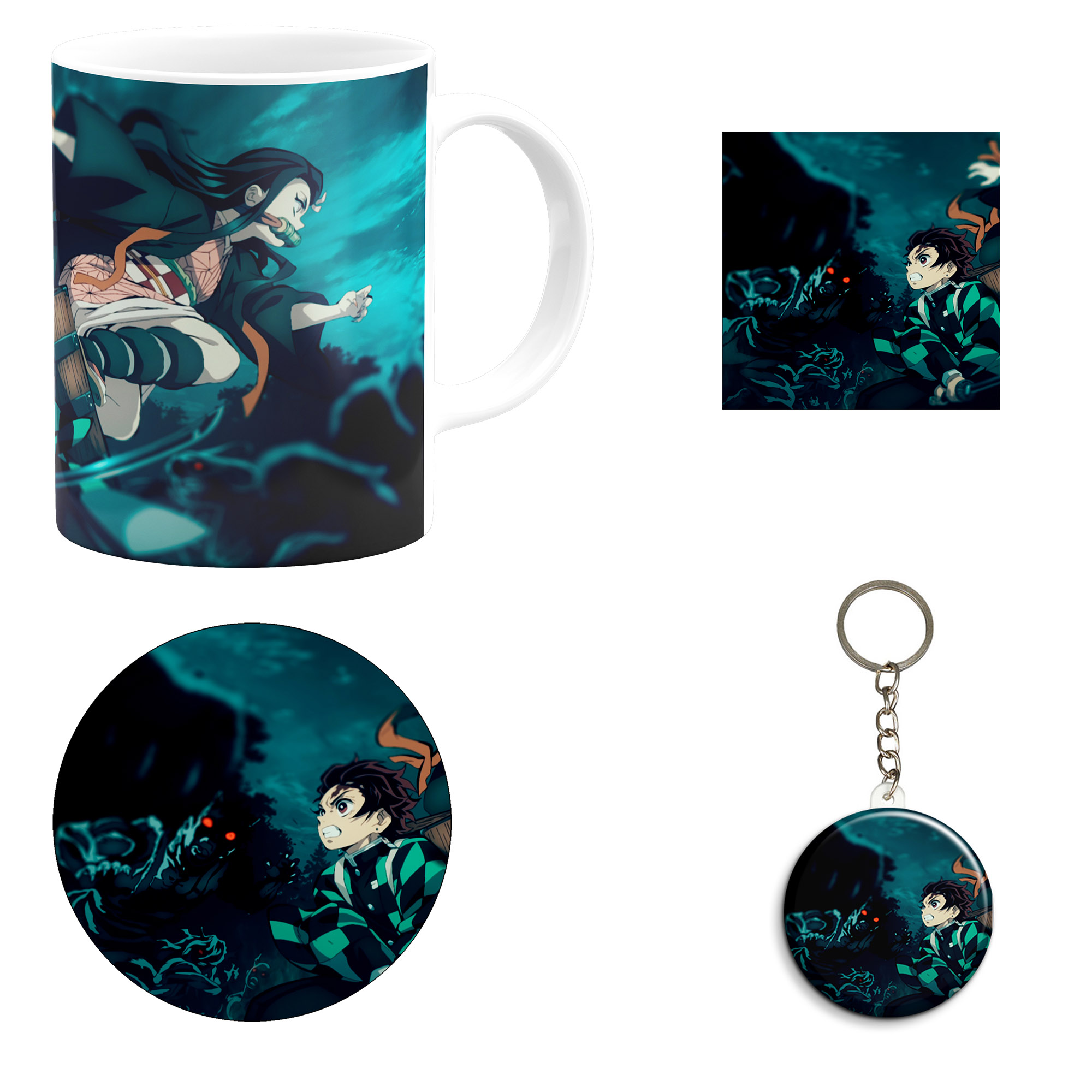 ست هدیه ماگ مدل انیمه شیطان کش طرح demon slayer  kimetsu no yaiba کد M1