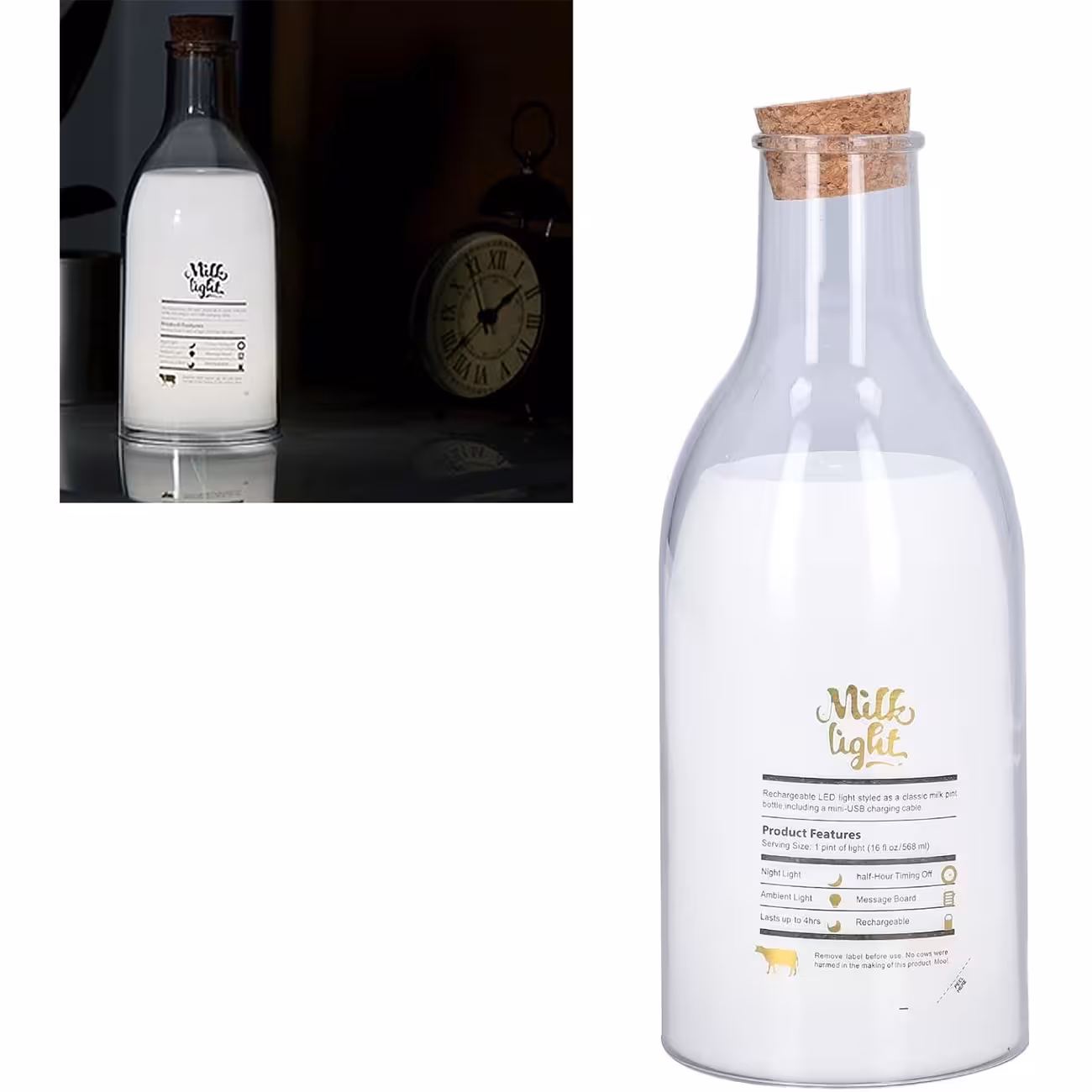 چراغ خواب فانتزی رومیزی شارژی طرح بطری شیر K-01