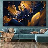 تابلو بوم طرح مدرن گل آبی کد PB1338