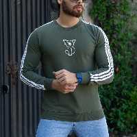تیشرت دورس مردانه Y 3 زیتونی جنس پارچه دورس سایزبندی L XL