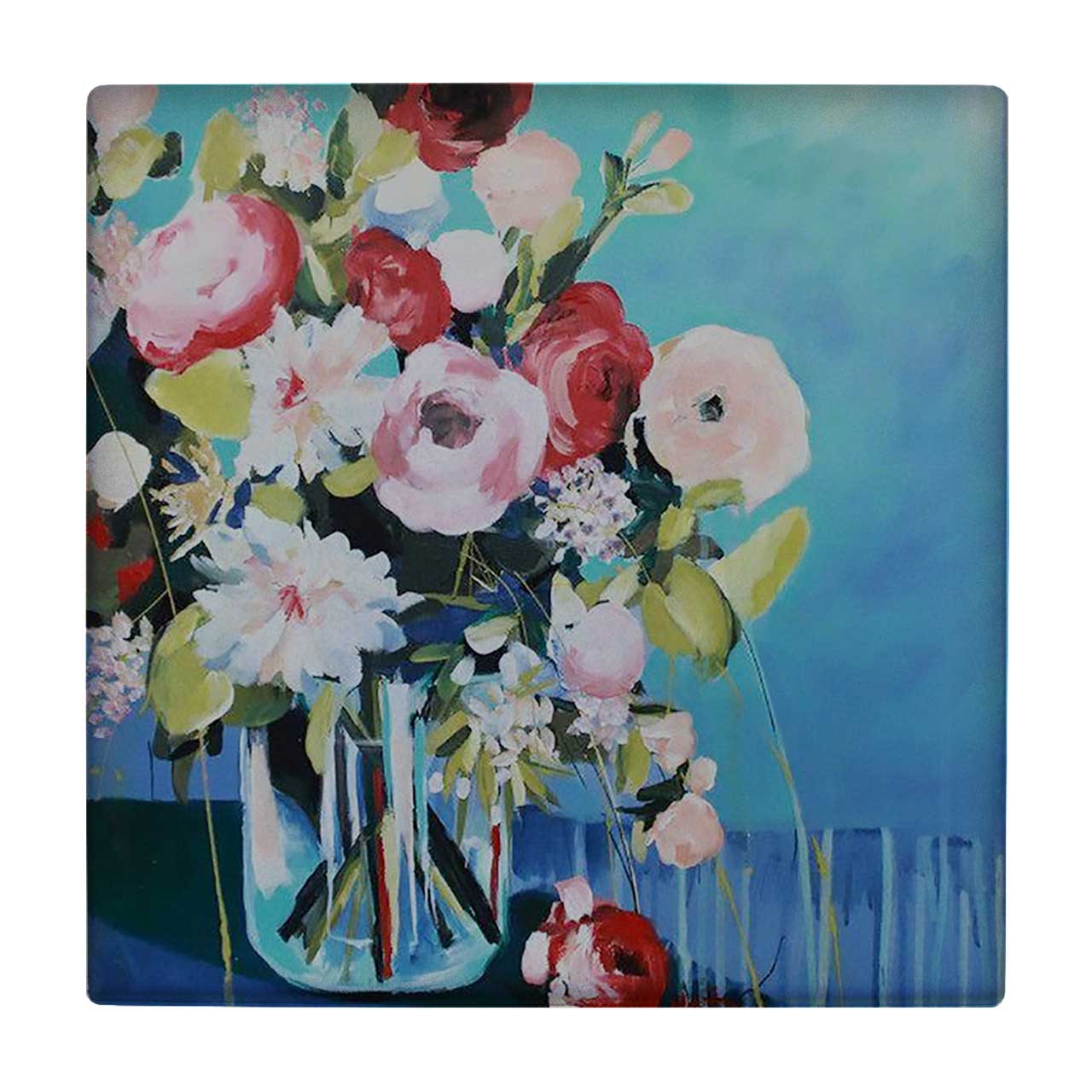 کاشی کارنیلا طرح نقاشی گلدان گل های رز مدل لوحی کد klh757