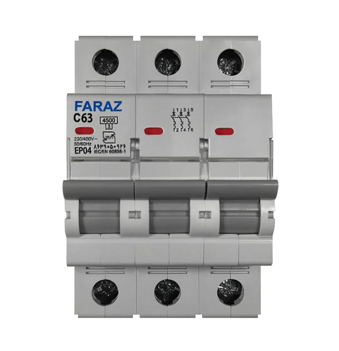 فیوز مینیاتوری سه فاز63 آمپر استاندارد فراز