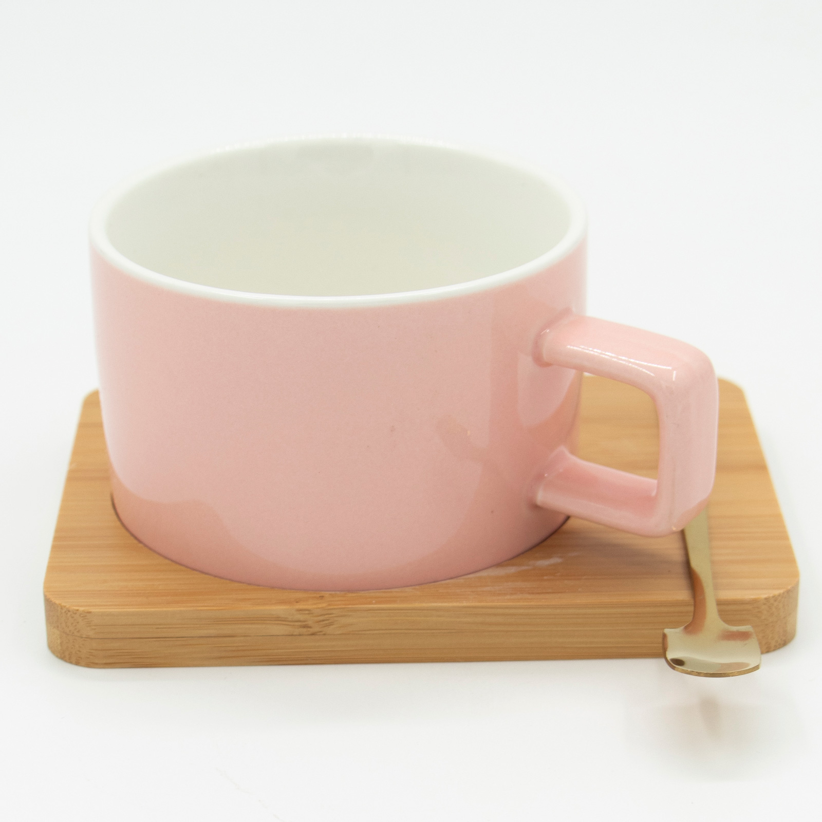 ماگ دسر با سینی چوبی کد 206 صورتی