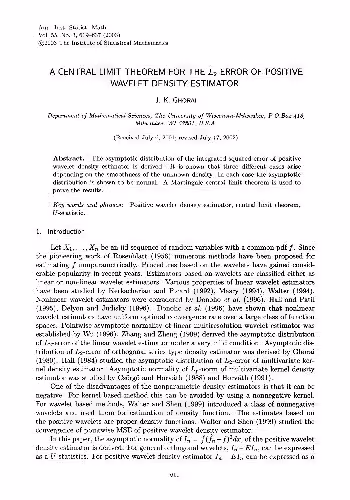 خرید و دانلود نسخه کامل کتاب A Central Limit Theorem for the L2 Error of Positive Wavelet Density Estimator