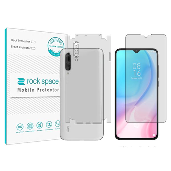 گلس محافظ صفحه نمایش و پشت گوشی شیائومی Mi 9 Lite مدل نانو هیدروژل شفاف برند راک اسپیس کد MS