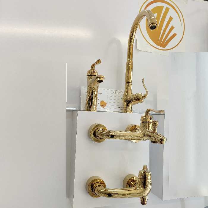 سرویس اهرمی 4تکه شیرآلات مدل آرچر طلایی برند سکه (ارسال فوری و پس کرایه)