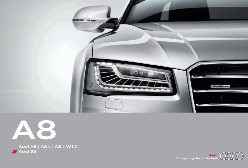 کتابچه کاتالوگ خودرو آئودی AUDI A8 2014 - چاپ آلمان ( به زبان انگلیسی )