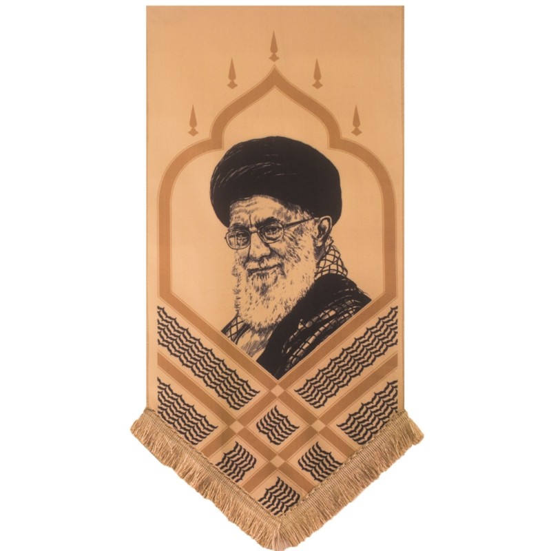 201315-بیرق مخمل خانگی کرم 28در70 تمثال رهبری (پرچم مناسبت ها-دهه فجر-22بهمن