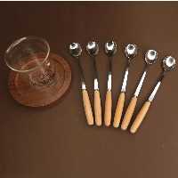 قاشق شربت خوری دسته چوبی خارجی