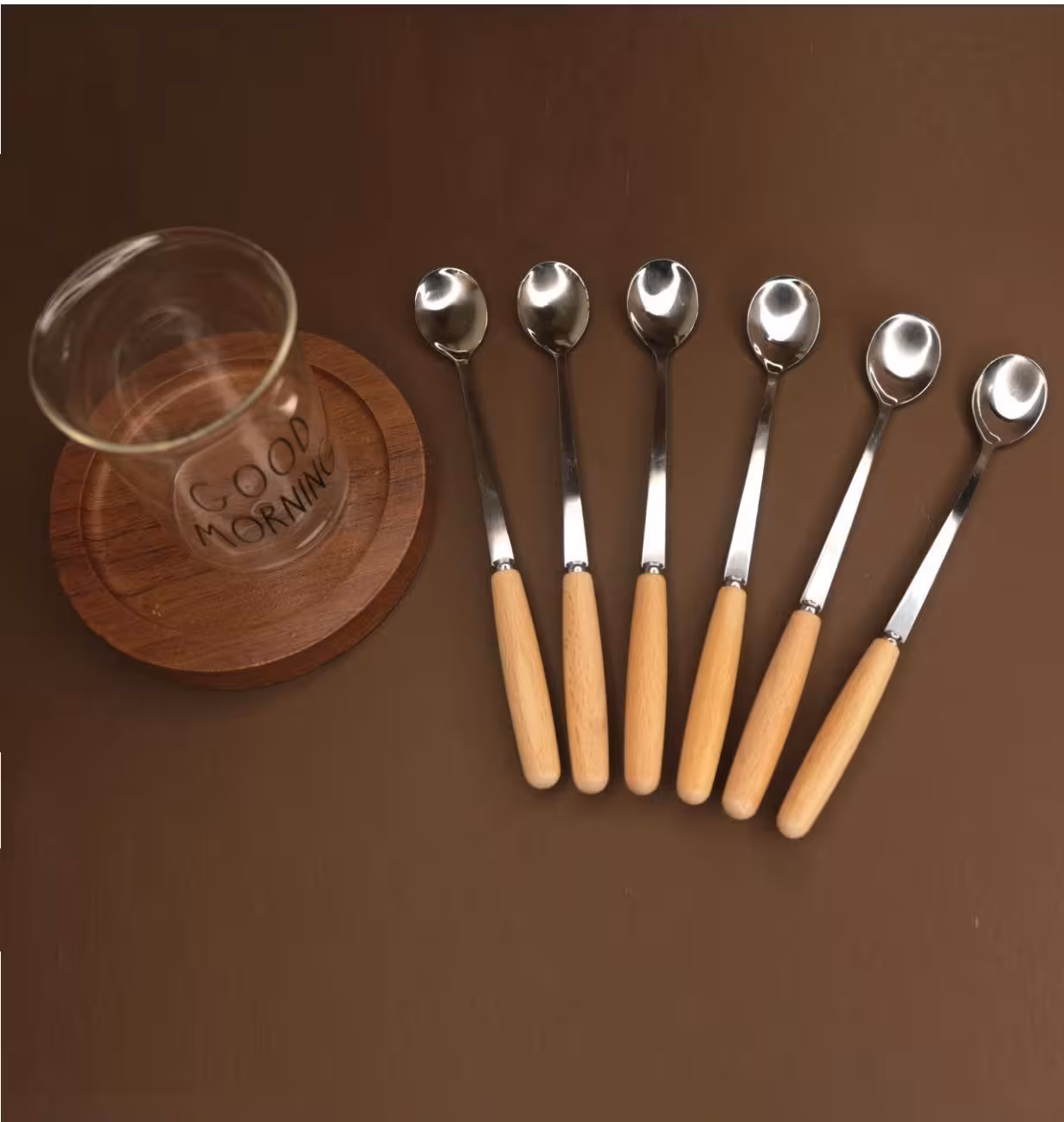 قاشق شربت خوری دسته چوبی خارجی