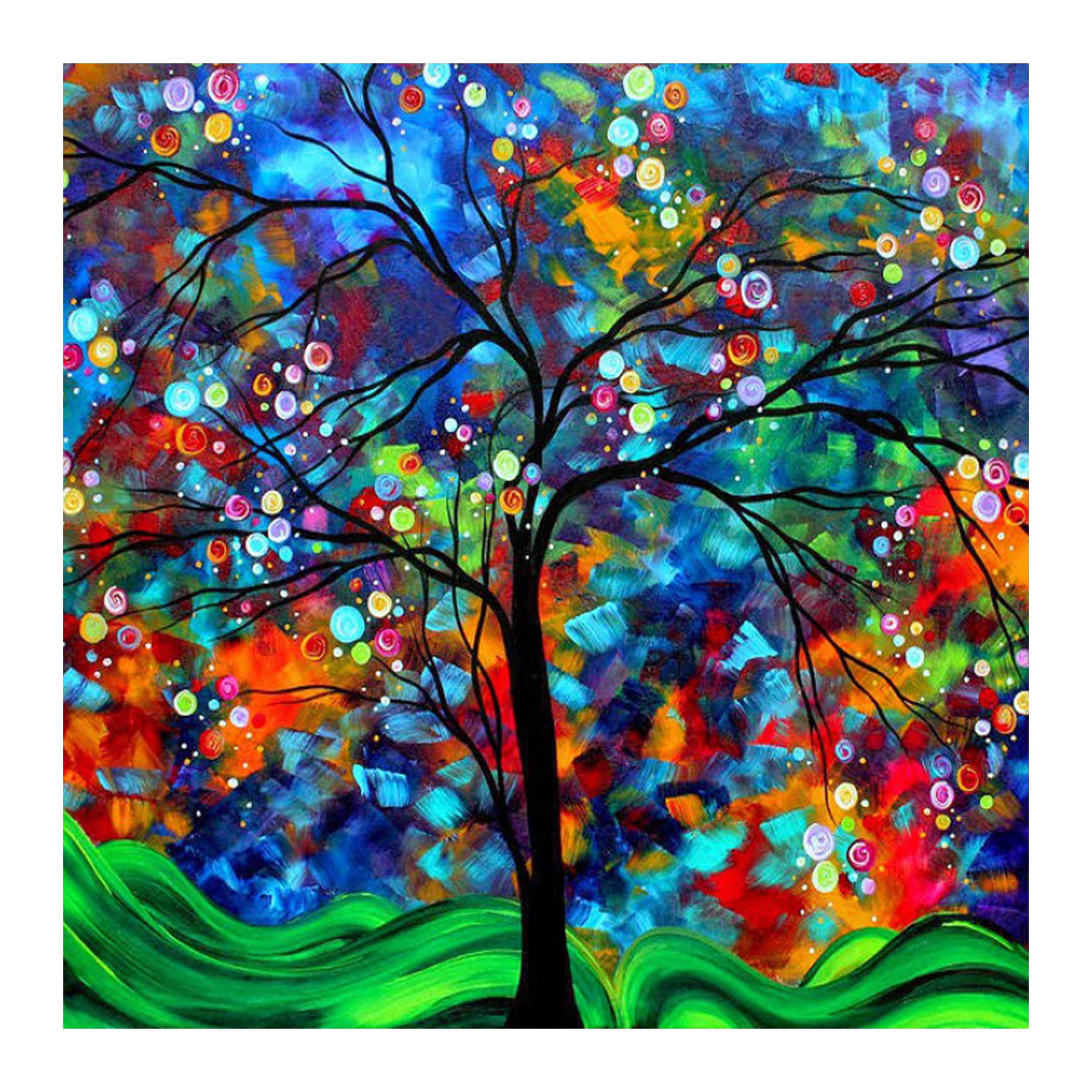 تابلو شاسی مدل R1059 طرح نقاشی نور و درخت