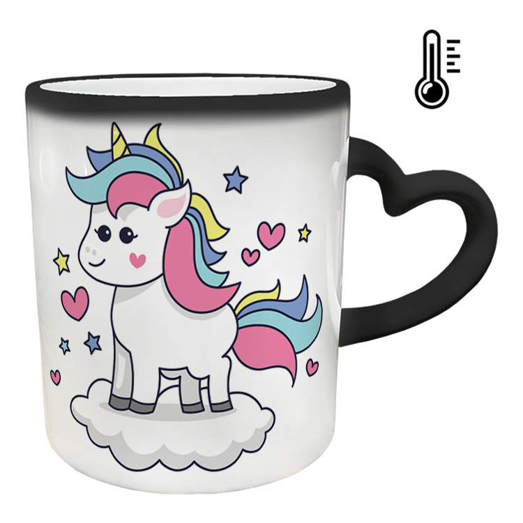 ماگ حرارتی مدل دسته قلبی طرح یونیکورن کد 59