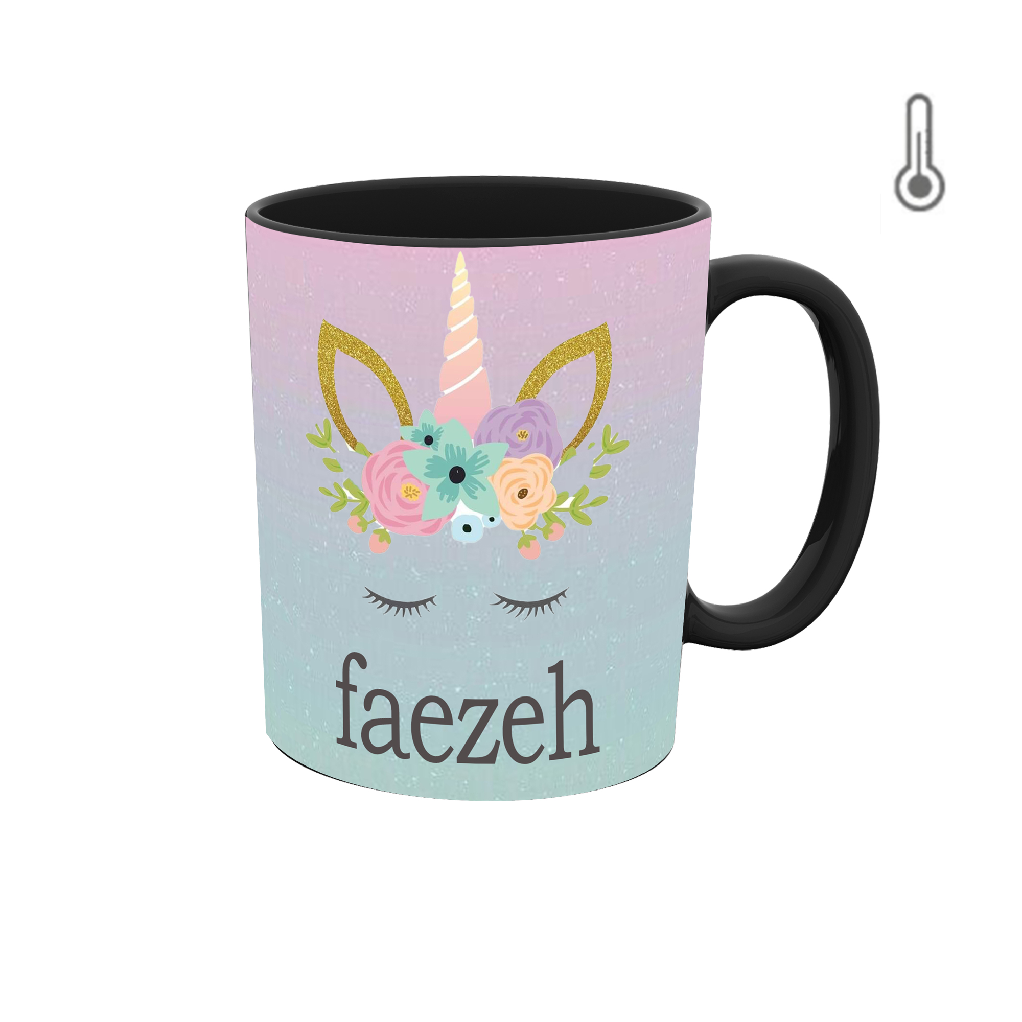 ماگ حرارتی طرح اسم فائزه مدل unicorn