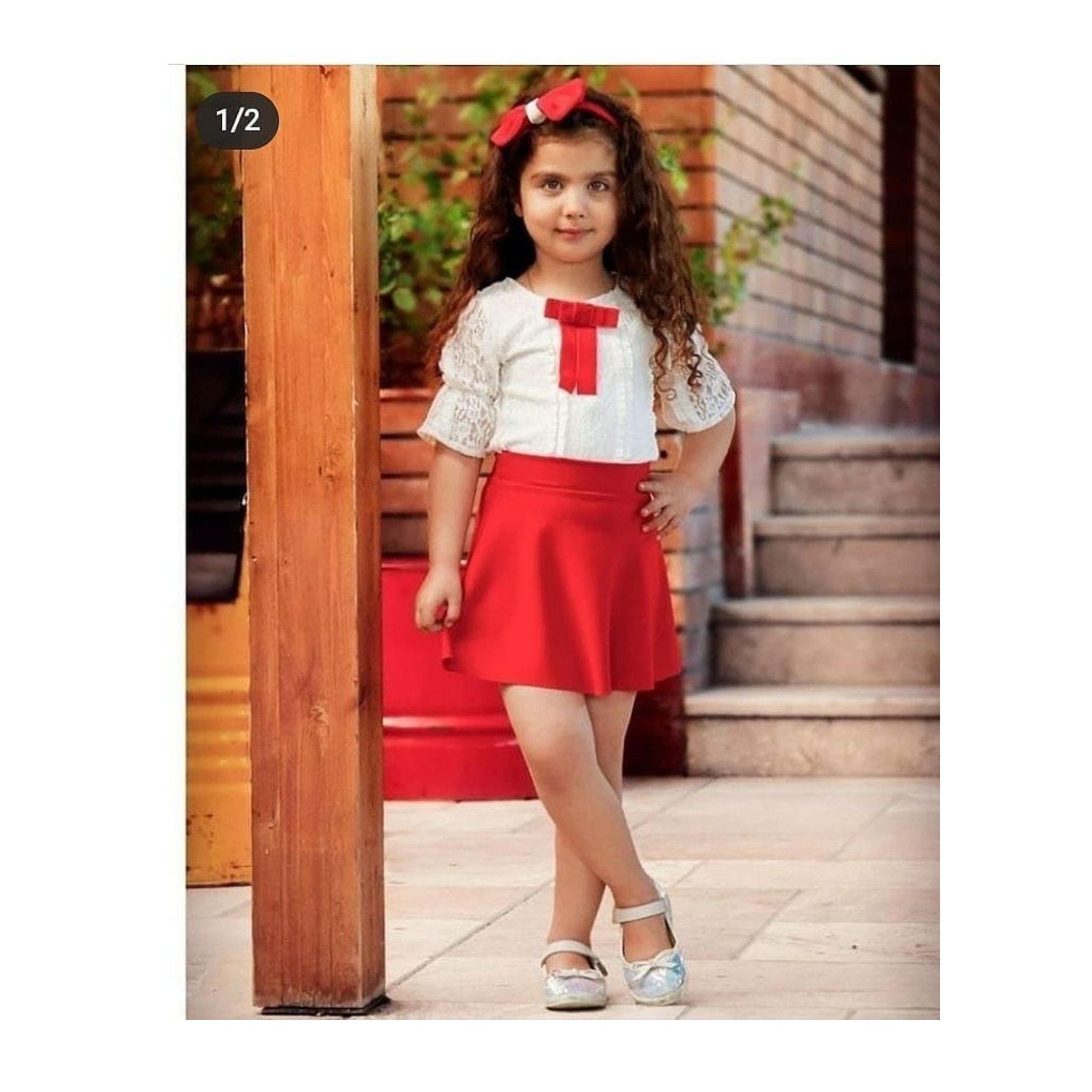 لباس عید دخترانه شومیز. دامن و هد مو