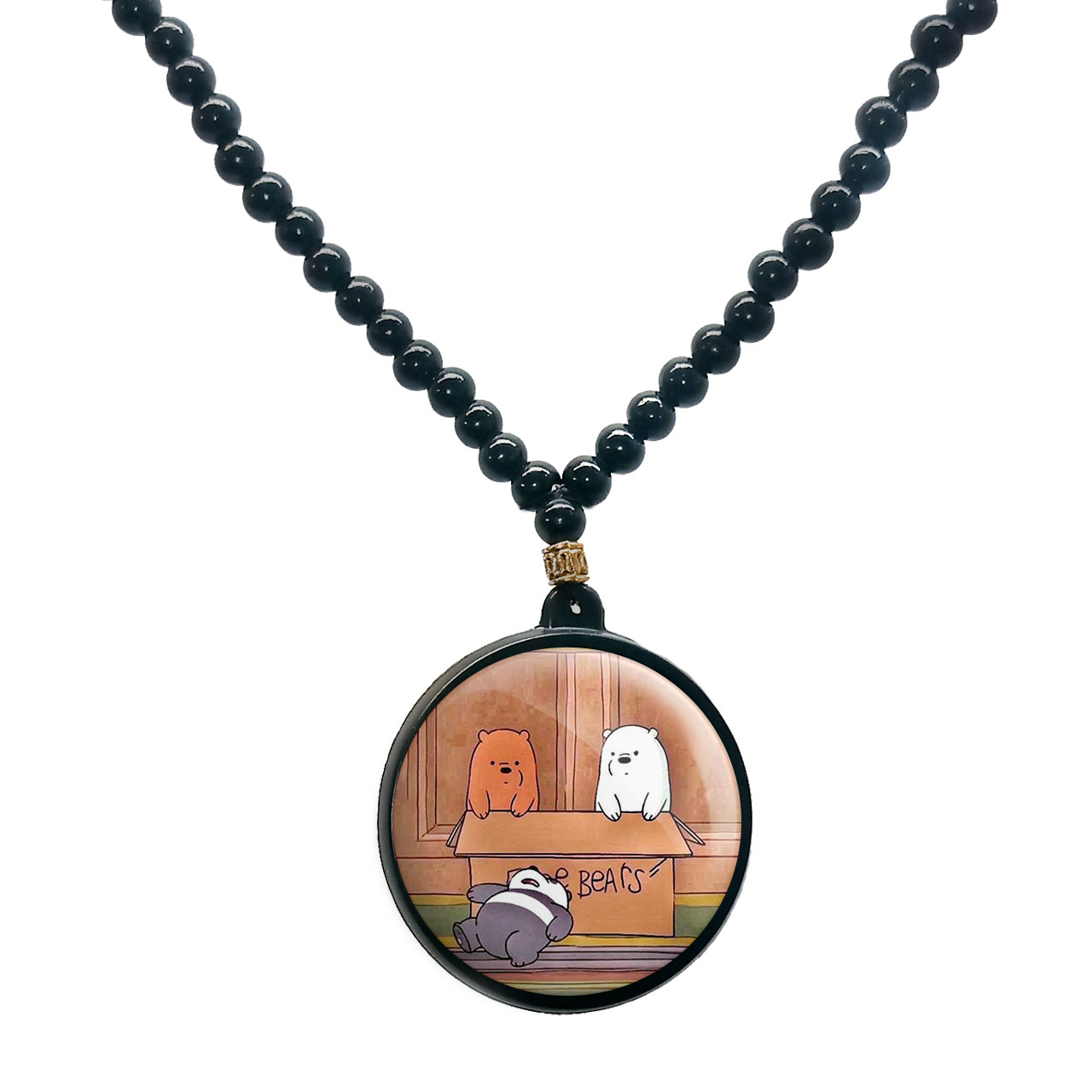 گردنبند پرمانه طرح خرس‌های کله‌فندقی کد pmd.10283 مدل دو طرفه