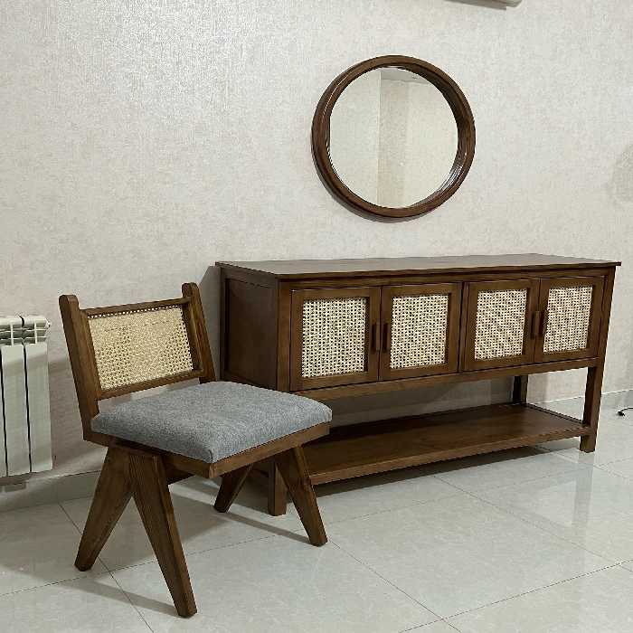 كنسول زيباى چوب حصير 140سانتى بعداز جانمايى در منزل مشترى